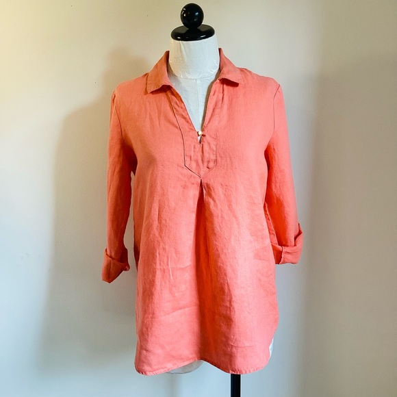 Ellen Tracy Tops - Ellen Tracy orange linen blouse SIZE M